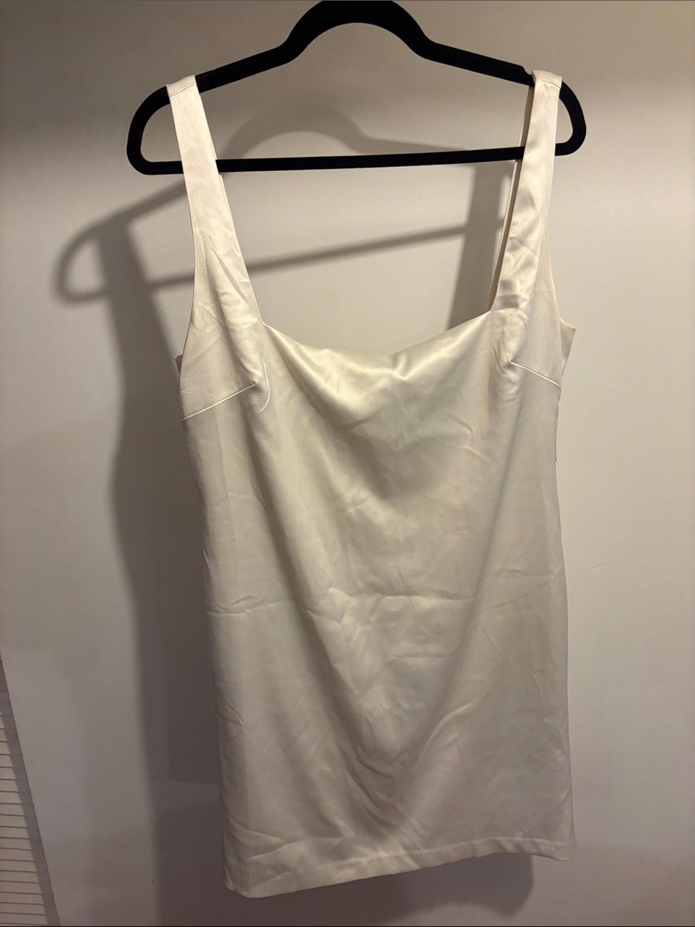 Anthropologie White Satin Mini Dress